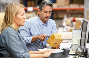 workers checking inventory