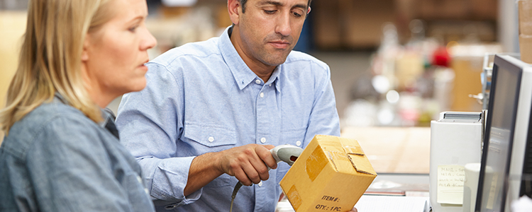 workers scanning inventory